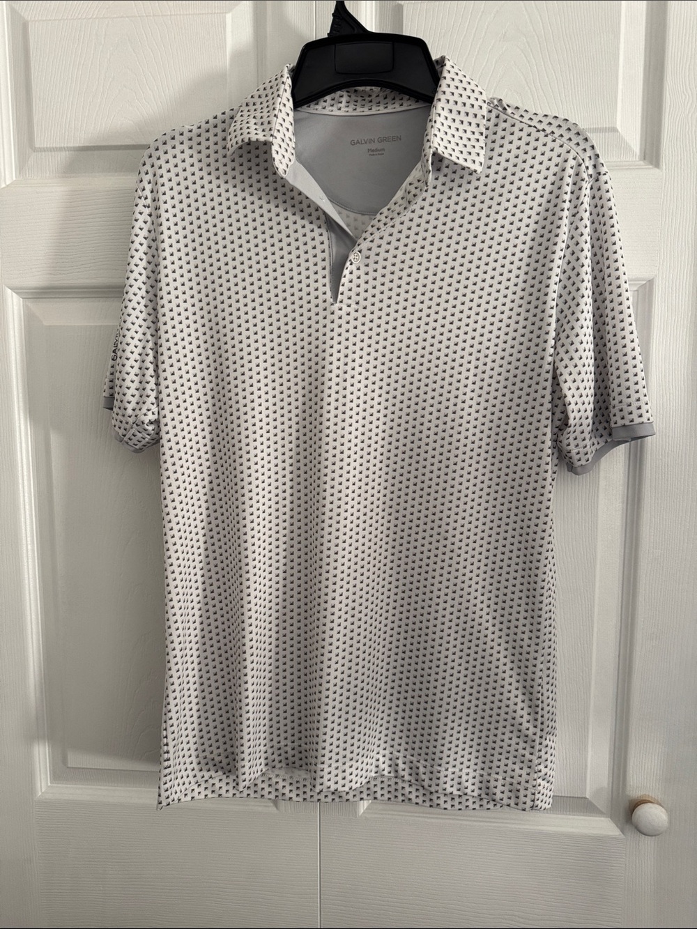 Galvin Green Men’s White Golf Polo with Micro Dot Print